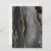 Modern Agate Lijst Black Gold Wedding Kaart (Achterkant)