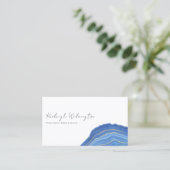 Modern Agate Marble Blue Glitter Geode Visitekaartje (Staand voorkant)