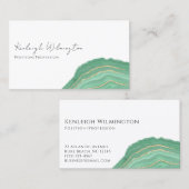 Modern Agate Marble Green Gold Glitter Geode Visitekaartje (Voorkant / Achterkant)