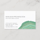 Modern Agate Marble Green Gold Glitter Geode Visitekaartje (Achterkant)