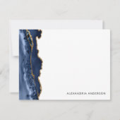 Modern Agate Navy Blue Glitter Marble Geode Notitiekaartje (Voorkant)