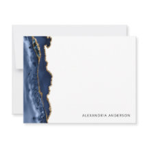 Modern Agate Navy Blue Glitter Marble Geode