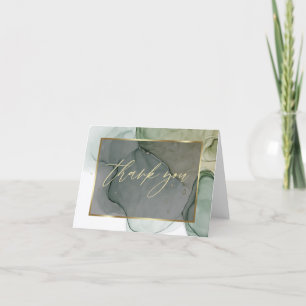 Modern Alcohol Ink Shades of Green Dank u Bedankkaart