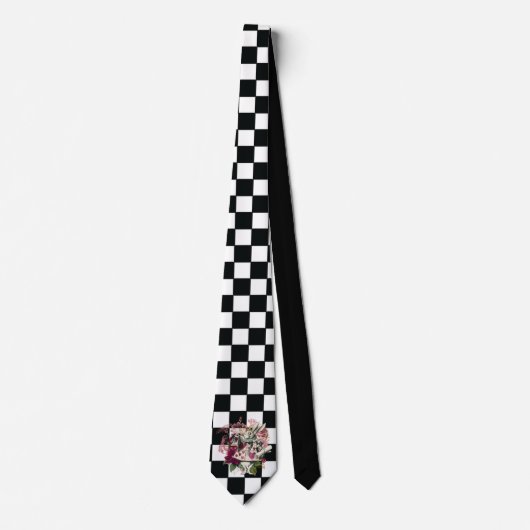 Modern Alice in Wonderland Rabbit Black en White Stropdas (Voorkant)
