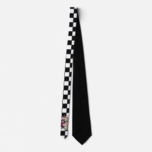 Modern Alice in Wonderland Rabbit Black en White Stropdas (Achterkant)