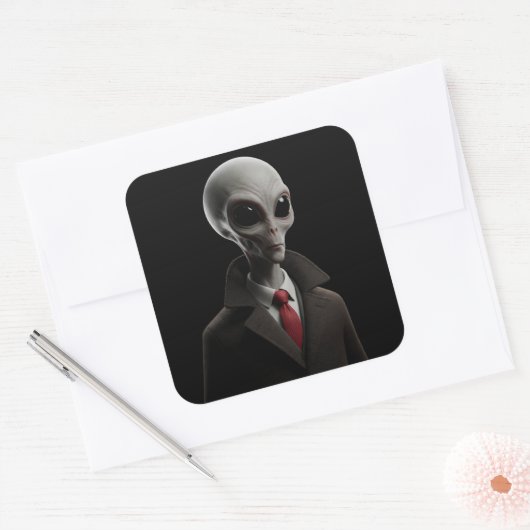 Modern Alien Vierkante Sticker (Envelop)