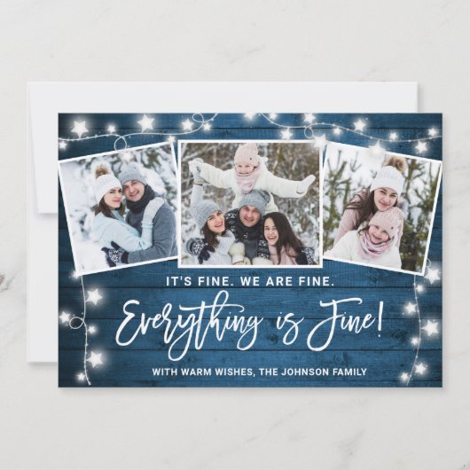 Modern Alles is Goed Kerstdag 3 Foto Feestdagenkaart (Voorkant)