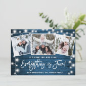 Modern Alles is Goed Kerstdag 3 Foto Feestdagenkaart (Staand voorkant)