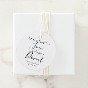 Modern alles wat je nodig hebt is liefde donut tra bedankjes labels