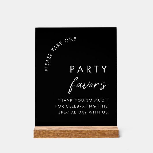 Modern alstublieft een feestartikel zwart acryl bord (Voorkant)