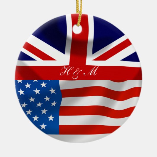 Modern American British Flags Keramisch Ornament (Voorkant)