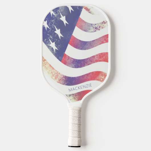Modern American Flag Personalized Pickleball Paddle (Achterkant)