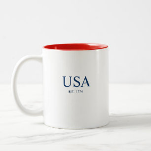 Modern Amerika Opgericht 1776 Rood Wit Blauw Cadea Tweekleurige Koffiemok