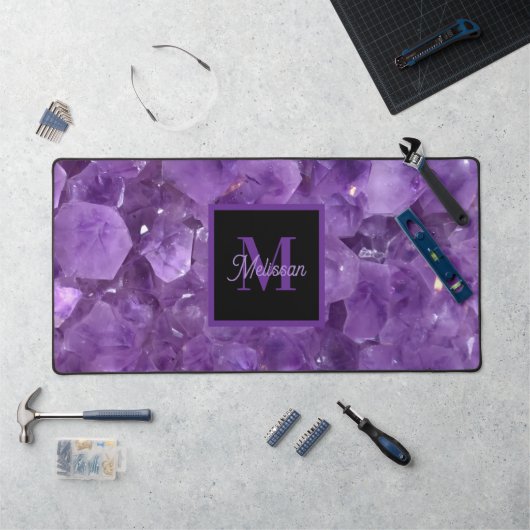 Modern Amethyst Birthstone Monogram Name (Poste de travail)