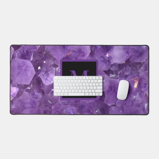 Modern Amethyst Birthstone Monogram Name (Clavier et souris)