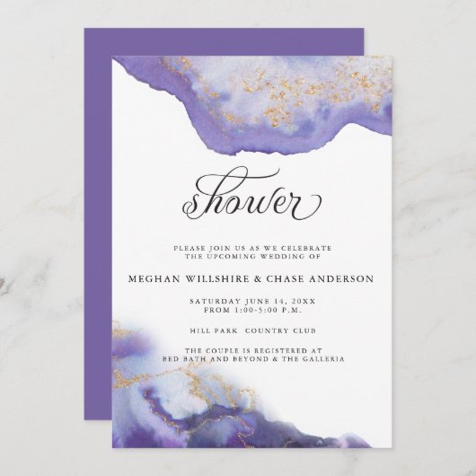 Modern Amethyst Waterverf Geode Barefoot Bride™ Kaart (Voorkant / Achterkant)