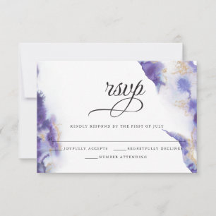 Modern Amethyst Waterverf Geode Barefoot Bride™ RSVP Kaartje
