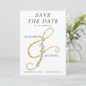 Modern Ampersand Simple Greenery Wedding Foto Save The Date (Staand voorkant)