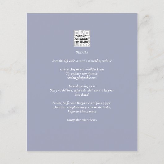 Modern Ampersand Wedding nodigt QR-code RSVP uit (Achterkant)