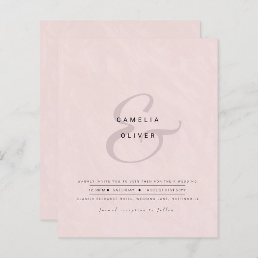 Modern Ampersand Wedding nodigt QR-code RSVP uit (Voorkant / Achterkant)