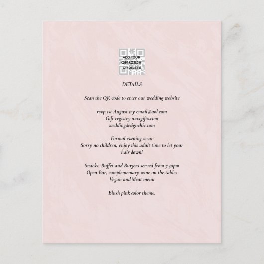 Modern Ampersand Wedding nodigt QR-code RSVP uit (Achterkant)