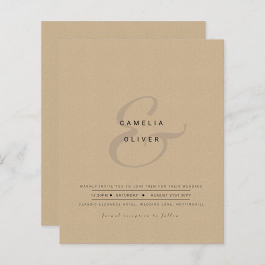 Modern Ampersand Wedding nodigt QR-code RSVP uit (Voorkant / Achterkant)