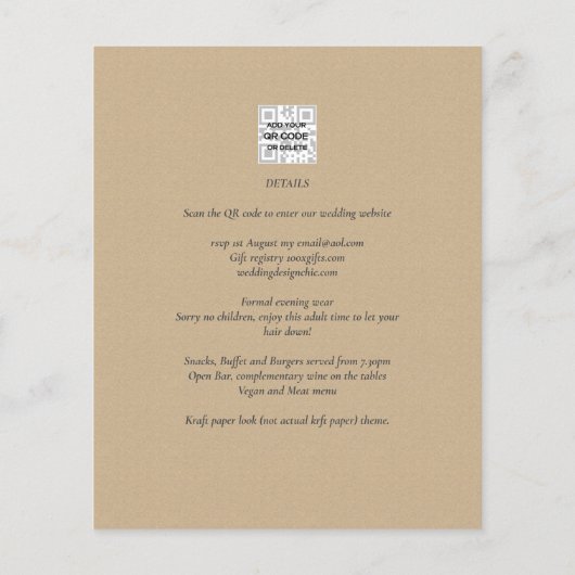 Modern Ampersand Wedding nodigt QR-code RSVP uit (Achterkant)