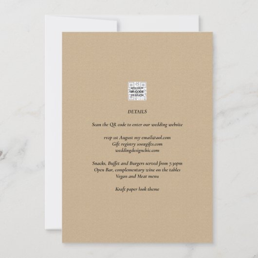 Modern Ampersand Wedding nodigt QR-code RSVP uit Kaart (Achterkant)