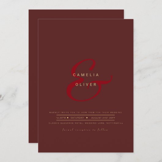 Modern Ampersand Wedding nodigt QR-code RSVP uit Kaart (Voorkant / Achterkant)