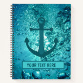 Modern Anchor Aqua Ocean Underwater Notitieboek (Voorkant)