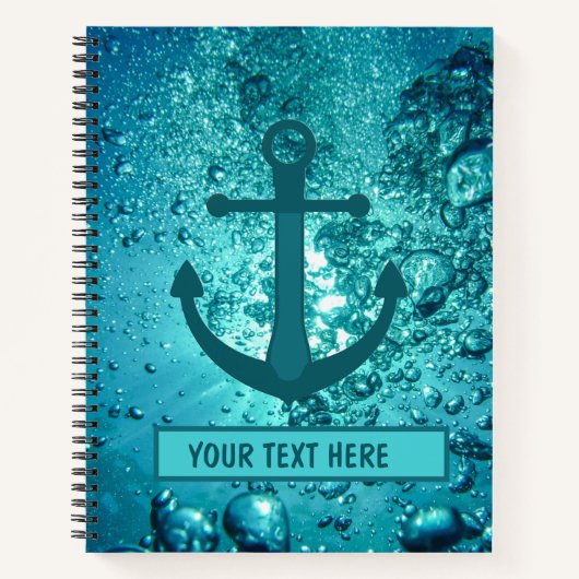 Modern Anchor Aqua Ocean Underwater Notitieboek (Voorkant)