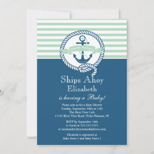 Modern Anchor Nautical Neutral Baby Shower Kaart