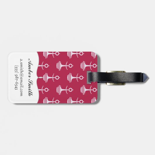 Modern Anchors Pattern Bagagelabel (Achterkant horizontaal)