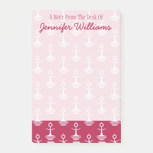 Modern Anchors Pattern | Jouw namen toevoegen Post-it® Notes (Voorkant)