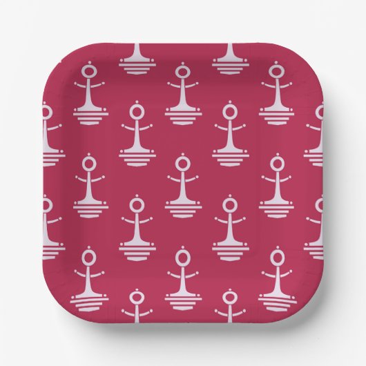 Modern Anchors Pattern Papieren Bordje (Voorkant)