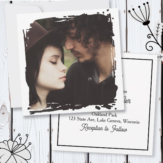 Modern and Simple Unique Photo Template Wedding Kaart