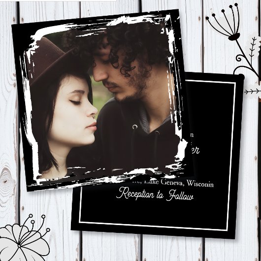 Modern and Simple Unique Photo Template Wedding Kaart