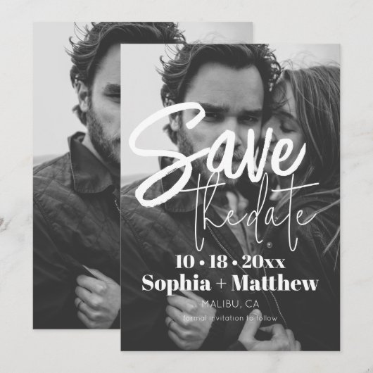  Modern and simple Wedding Photo Save The Date (Devant / Derrière)