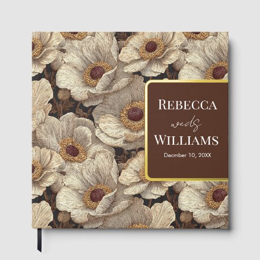 Modern Anemones Accent Fall Wedding Gastenboek (Voorkant)