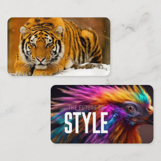 Modern Animal Art Card Set – Tiger & Fantasy Bird Visitekaartje