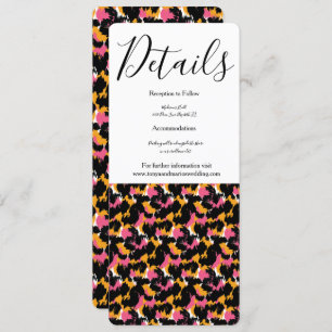 Modern Animal Print Pink Black Wedding Kaart
