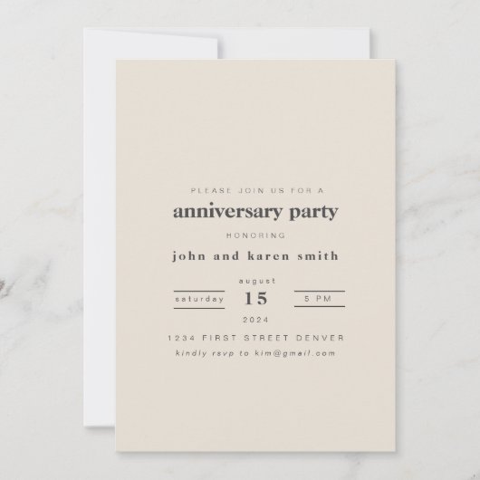Modern Anniversary Party Invitation (Devant)