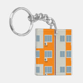 Modern appartementengebouw met airconditioners sleutelhanger (Voorkant Links)