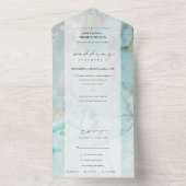 MODERN AQUA BLAUWGROEN BLUE GOLD AGATE ABSTRACT WE ALL IN ONE UITNODIGING (Binnen)