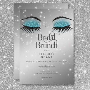 Modern Aqua Blauwgroen Glam Eyes Bridal Brunch Kaart