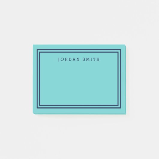 Modern Aqua Blauwgroen met Dubbele Blauwe Zeegrenz Post-it® Notes (Voorkant)