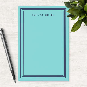 Modern Aqua Blauwgroen met Triple Navy Blue Border Post-it® Notes
