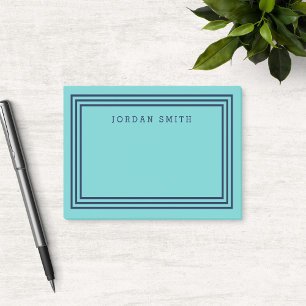Modern Aqua Blauwgroen met Triple Navy Blue Border Post-it® Notes
