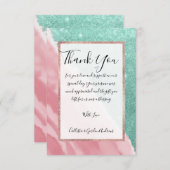 Modern Aqua Blauwgroen Roze Waterverf Beach Bedankkaart (Voorkant / Achterkant)