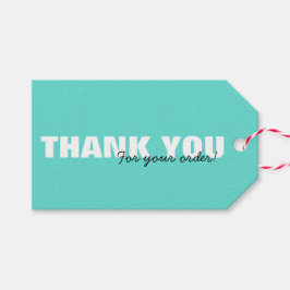 Modern Aqua Blue Hartelijk dank voor uw bestelling Cadeaulabel